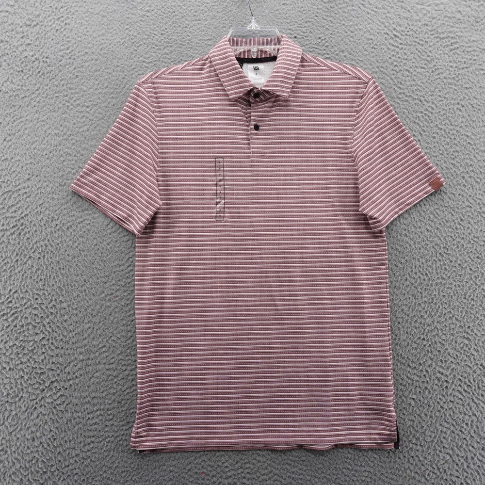 VRST Golf Mens Small Slub Stripe Mesh Polo Shirt Rosewood Pink NEW